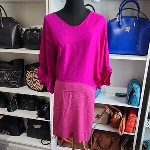 Diane Von Furstenberg Pink V-Neck Dolman Sleeve Dress